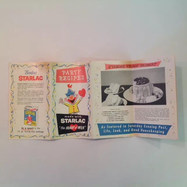 Vintage 1950's Borden's Starlac the Heart of Milk Party Recipe Booklet Desserts 3