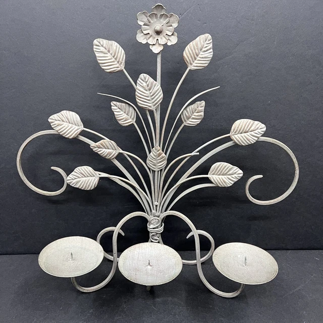 Vintage Metal Wall Decor For Candles Floral 16.5” X 18”