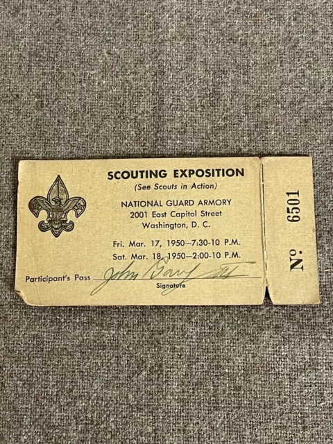 1950 Boy Scout Exposition Ticket Washingto DC expo