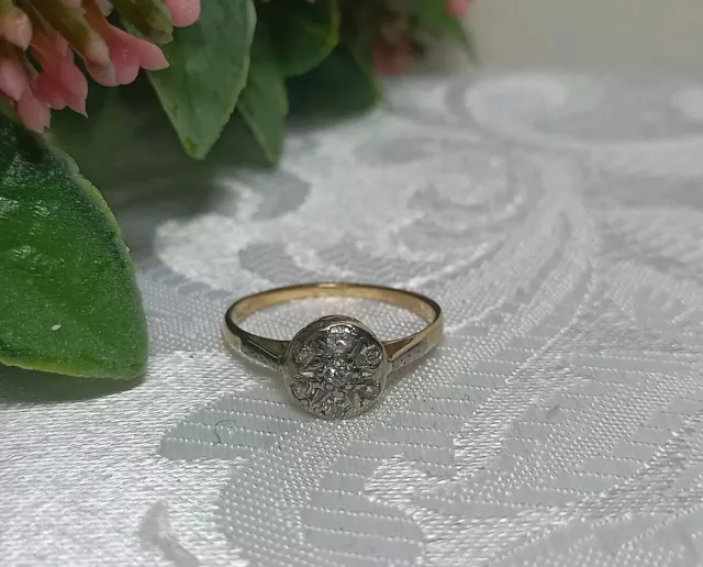 Vintage 18ct Yellow Gold Diamond Cluster Ring