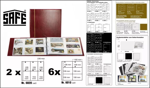 Postkartenalbum Standard Weinrot SAFE 1319-1 + 8 Hüllen für 96 neue Postkarten