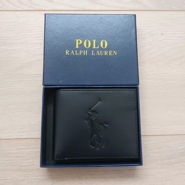 Polo Ralph Lauren Big Pony Black Leather Wallet Credit Card Holders UK Mens Gift