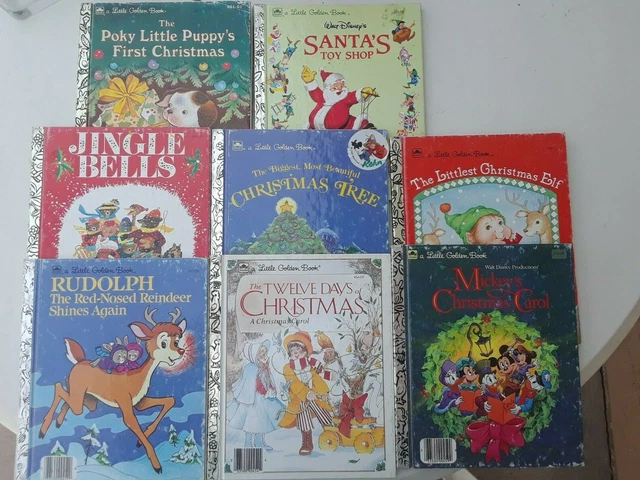 8 'Little Golden Books' Christmas: 'Mickeys Christmas Carol' Rudolph, etc.