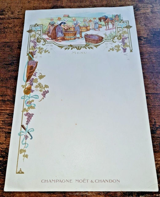 Ancien menu gauffré champagne moet et chandon