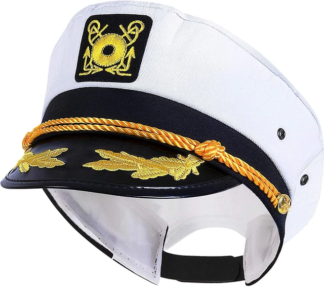 YACHT CAPTAIN HAT, Boat Sailor Ship Skipper Cap Adult Costume Accessory