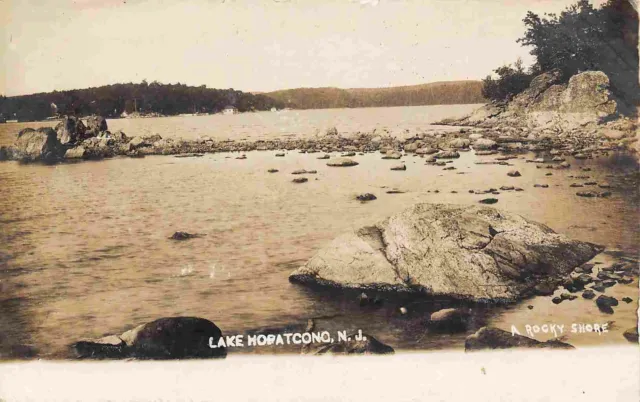 Rocky Shore Lake Hopatcong New Jersey 1910c RPPC Real Photo postcard