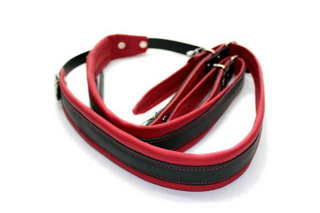 Cinghie Fisarmonica Tracolla IN Pelle Per 60 Bass Rosso -nero