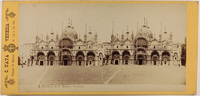Italien Venedig Wohl Markusplatz c1865 Foto Carlo Naya Stereo Vintage Albumin
