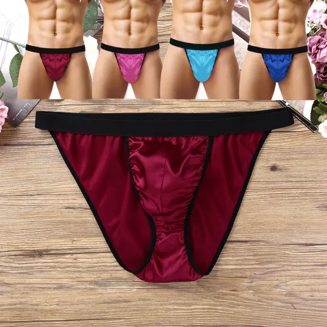 CULOTTE SEXY POUR hommes en satin coupe haute bikini boxer sous-vêtements  brefs lanières de bikinis EUR 7,98 - PicClick FR