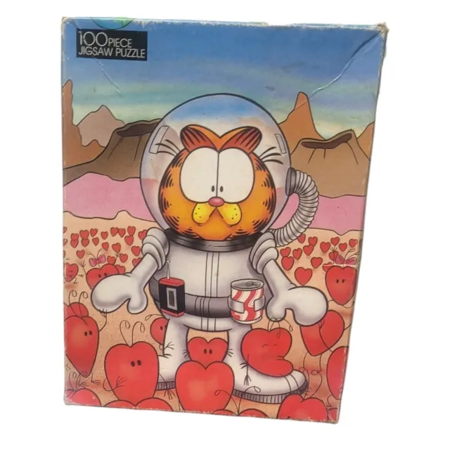 Vtg 1970s Garfield 100 Piece Puzzle COMPLETE Golden 1978 Valentine's Space Love