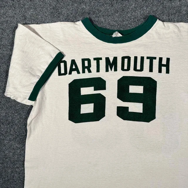 True Vintage 60s Champion T Shirt Size M White Green 1969 Dartmouth Rare Grail True Vintage 60s Champion T Shirt Size M White Green 1969 Dartmouth Rare Grail