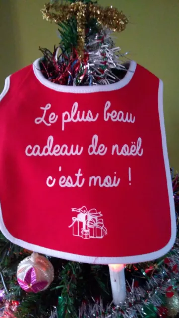 bavoir de noel bébé avec message le plus beau cadeau de noel BBandco