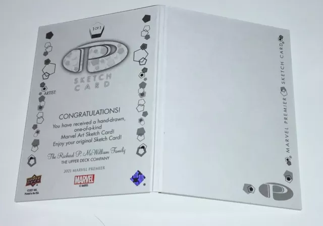 2021 Upper Deck UD Marvel Premier Book Booklet Dual Pano Blank Sketch Card 1/1