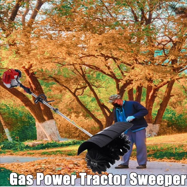 GAS POWER HAND HELD CLEANING SWEEPER BROOM 52CC DRIVEWAY TURF Nylon Brush Best