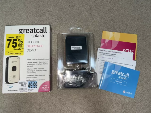 GreatCall Splash Waterproof One-Touch Medical Alert Device Silver New in Box