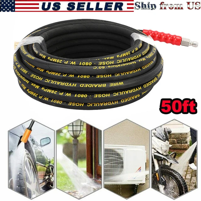 50 FT PRESSURE Washer Hose 3/8" Replacement Power Wash Hose with Quick