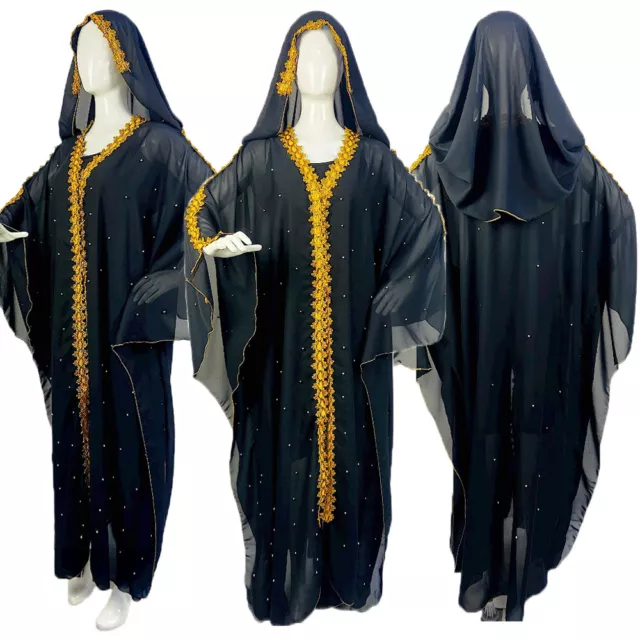 Abito lungo donna africana oversize con cappuccio largo abito abaya caftano jilbab dashiki