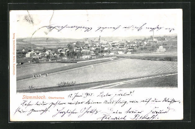 AK Stammbach in Oberfranken, Gesamtansicht aus der Vogelschau 1905