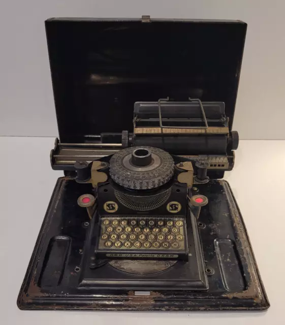 Antigua máquina de escribir alemana de la década de 1920 ""Gebruder Schmidt"" juguete de placa de hojalata (Gunthermann)