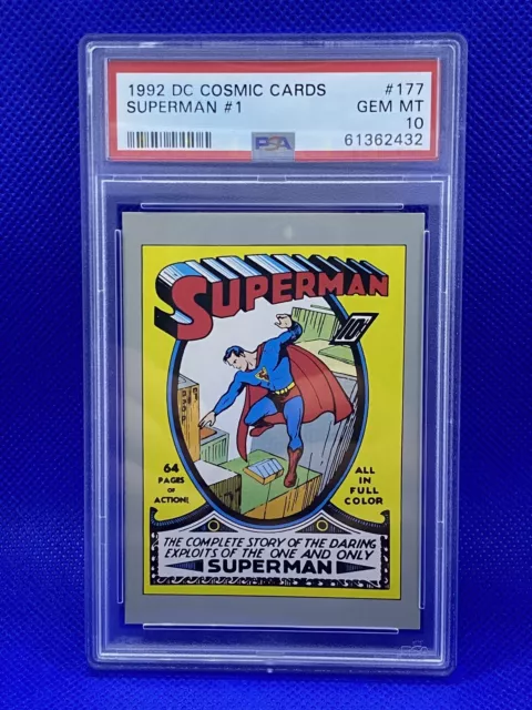 Superman #1 PSA 10 DC Comics Multiverse Rare Vintage 1992 DC Cosmic Cards #177