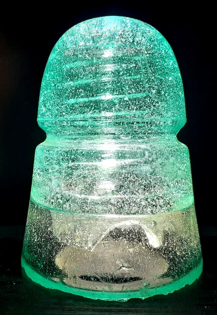 CD 145 Fizzy Aqua H.G.CO. Antique Glass Telegraph Insulator BEEHIVE G9 2