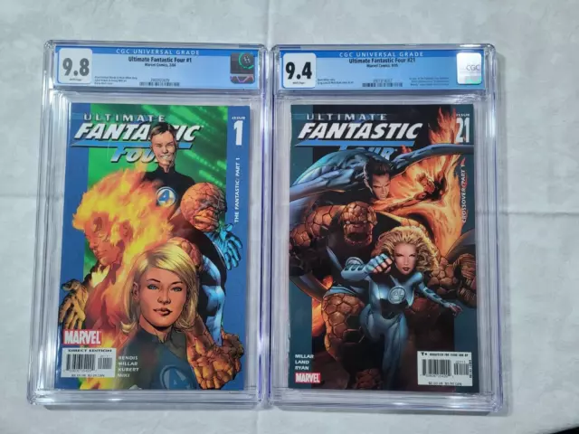 Ultimate Fantastic Four 1 CGC 9.8 (1st Maker) and 21 CGC 9.4 (1st FF Zombies)