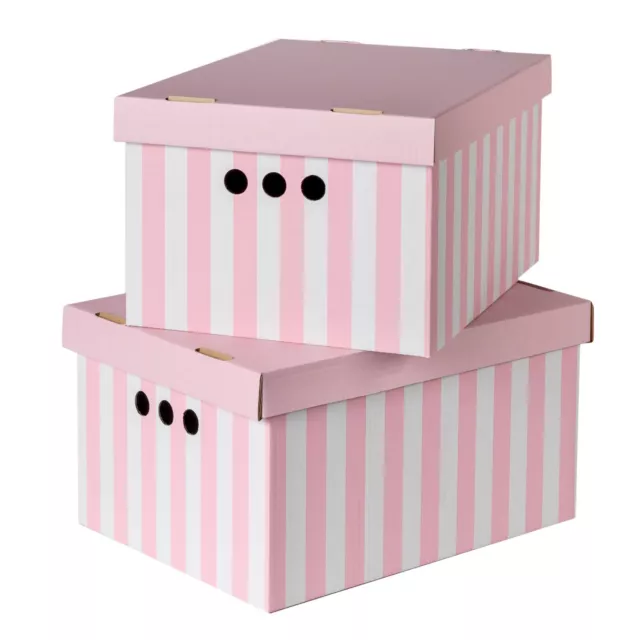 STYLISH 2pc Decorative Storage BOXES with Lid ARCHIVE A4 Box Cardboard ORGANISER