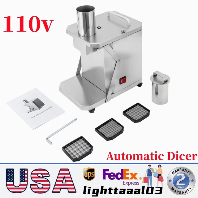 110v Electric Automatic Dicer Commercial Vegetable Chopper Cutter 3 Grid Blades