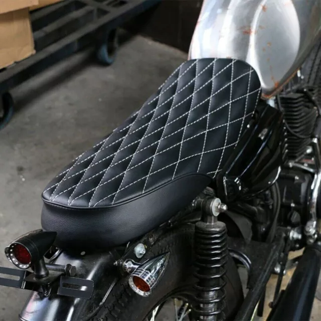 Motorcycle Black Brat SR Cafe Racer Flat Diamond Seat Saddle For Yamaha Honda AU