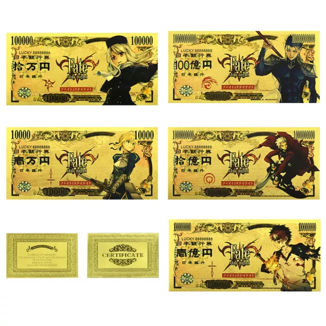 Anime Fate Gold Banknote 10 Billion Yen Plastic Card Money Collection