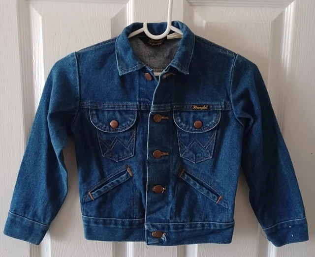 Vintage Wrangler Kid's Blue Denim Long Sleeve Button up Jacket Size 8 used