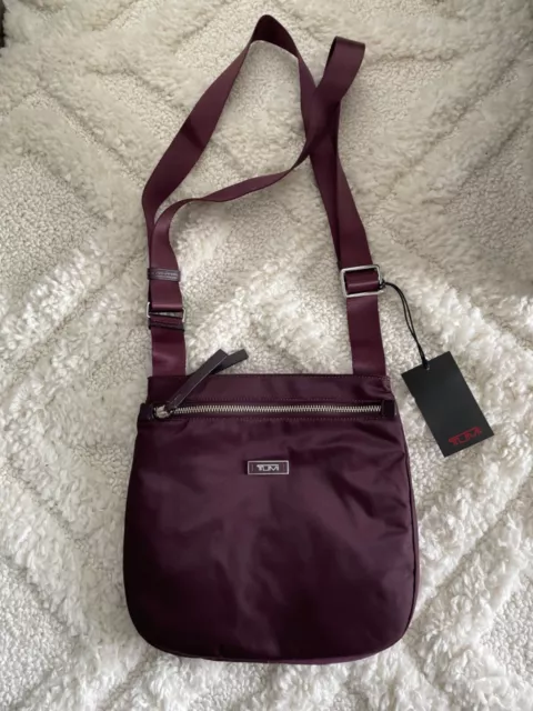 NEW Tumi Devon Cross Body in Purple with Leather Trim
