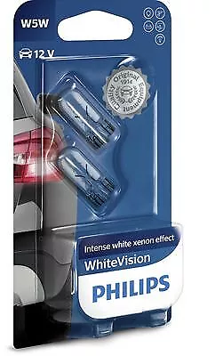 2 Philips Whitevision Glassockellampe W5W Glühlampe 12V 5W Blisterpack |