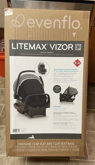 NEW IN BOX Evenflo LiteMax Vizor Infant Car Seat Sable Black and Base