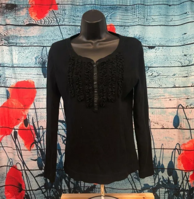 LRL Lauren Ralph Lauren Long Sleeve Textured  Light Sweater Women's M Black