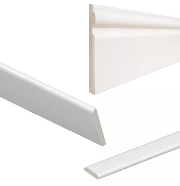 uPVC Architrave Plastic Skirting Board  Window Sill Door Edge Trim - White Gloss