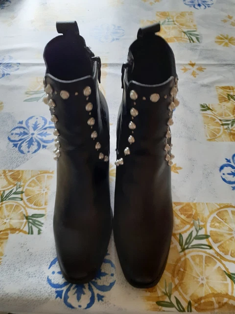 Bottines Desigual Marron Cuir Vieilli - Taille 41FR, Brodées Fleurs, Talon Western