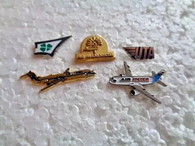 Job lot of 5 Airlines airport related metal lapel pins