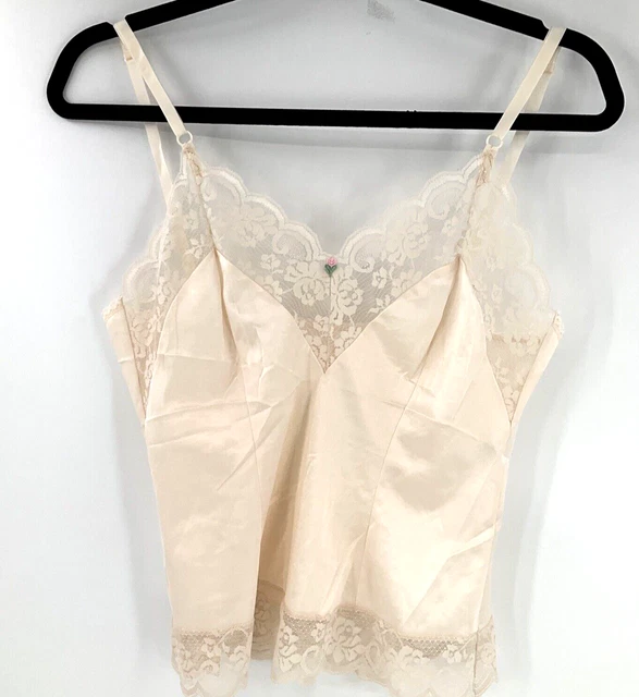 Maidenform Chantilly Cream Cami + Slip Lace Union Made 34 Lace Adj Strap SET