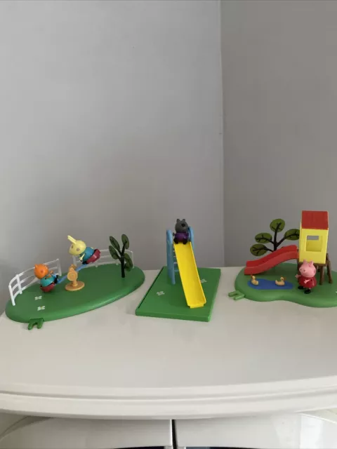 Peppa Pig Bundle Toys Figures Playground Set + 4 Figures Candy Rebecca Danny