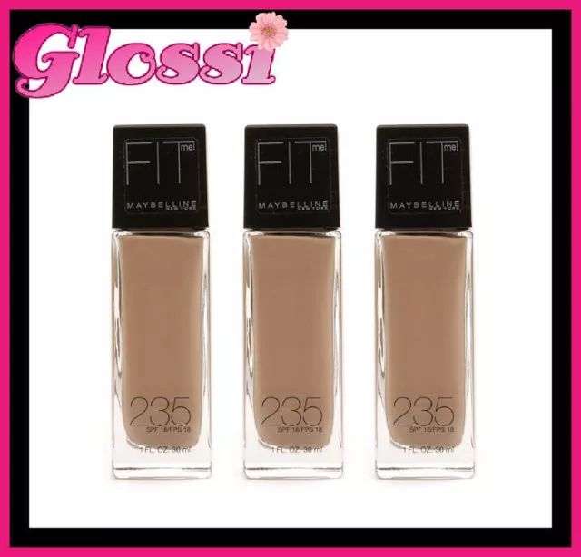 3 X Maybelline Fit Me Liquid Makeup Foundation ❤ 235 Pure Beige ❤ Glossi