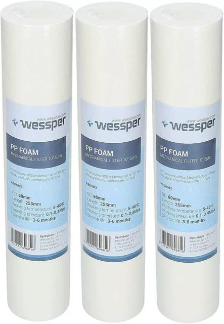 3x filtro de agua prefiltro inserto de filtro filtro de sedimentos 10 "- 5 micra