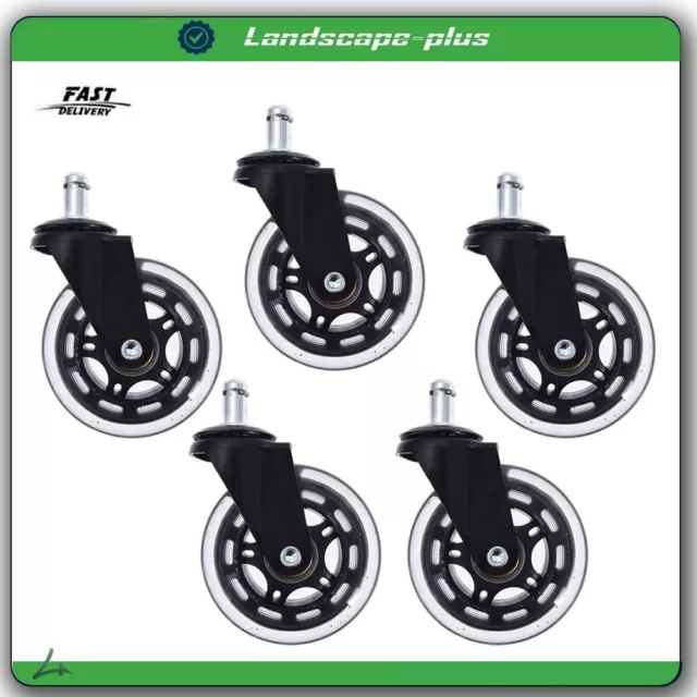 3 inch 5Pcs Office Chair Caster Rubber Swivel Wheels Replacement Heavy Duty