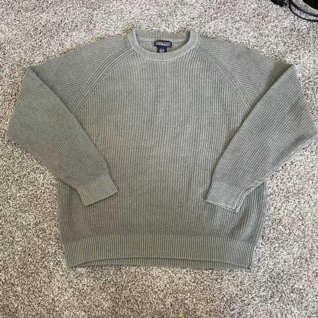 Vintage slate green chunky ribbed knit lands end sweater Size Large