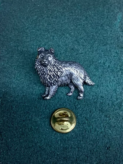 Sheltie Dog- Silver Pewter Pin Badge