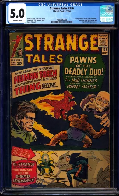 Strange Tales #126 CGC 5.0 Stan Lee, Jack Kirby, Ditko, 1st Dormammu, 1st Clea