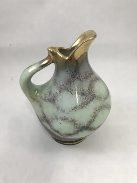 Light Blue & Gold Pitcher 5" Creamer Decorative Art Pottery Made in Germany