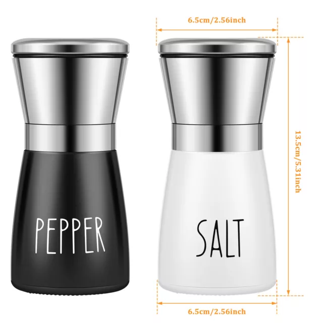 2 Pcs Salt and Pepper Grinder Set Manual Salt Pepper Mill Grinder Waebf