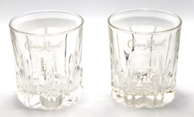 Crown Royal 8oz Diamond Cut Etched *MADE IN ITALY* Whiskey Rocks Glasses