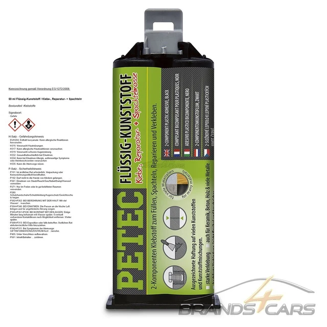 50 ml PETEC PLASTICA LIQUIDA / ADESIVO, RIPARAZIONE + SPATOLA RIPARAZIONE